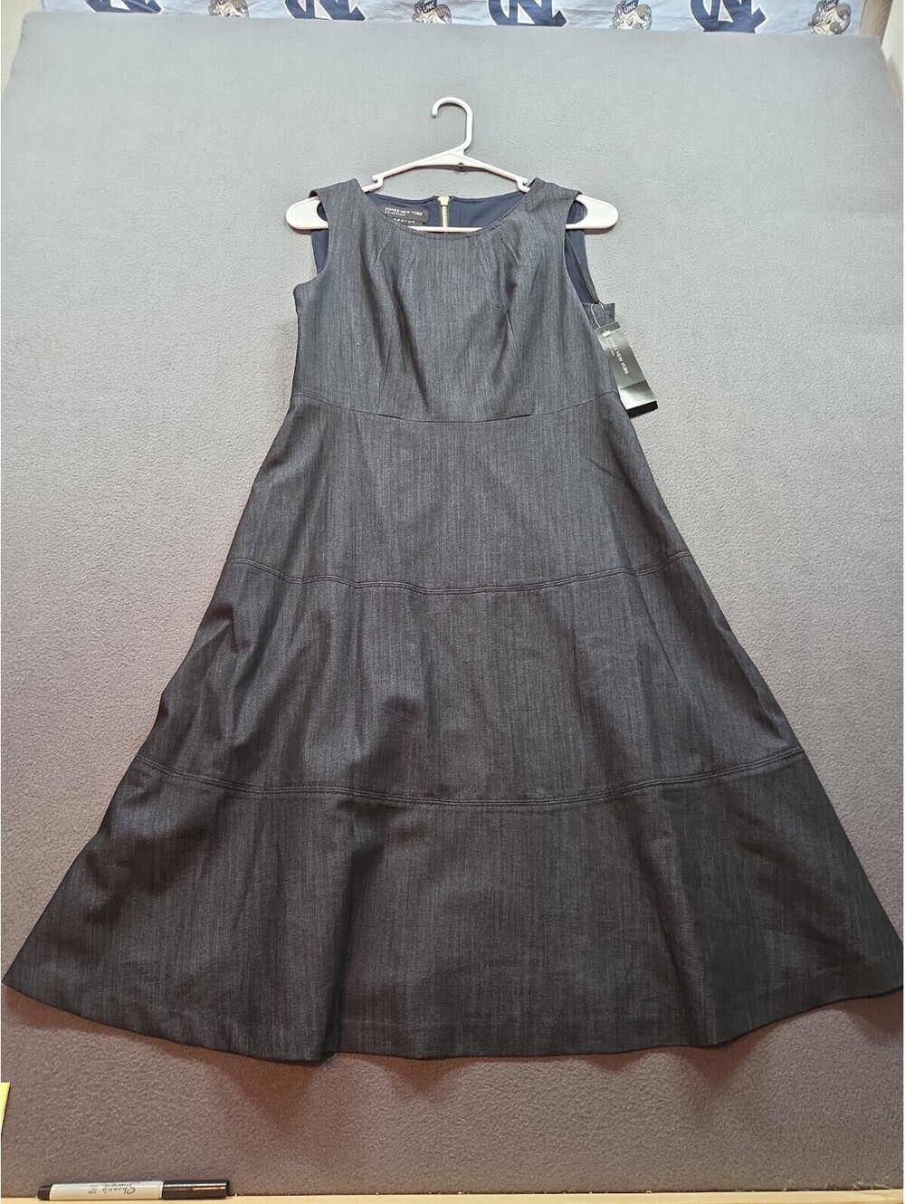 women's gray sleeveless denim-style midi dress by Jones New York size 4